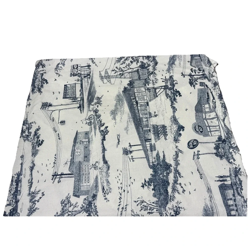 Dirty Linens Co. Pair of Toile Pillowcases Blue White Toile Print Cotton 2